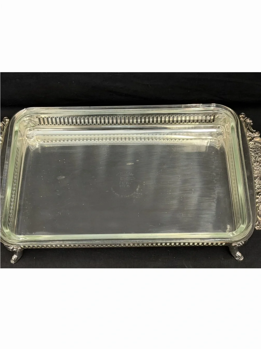 Silver-Tone Decorative Covered Dish and Glass Insert - Elegant Serving Set